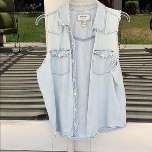 light wash denim vest